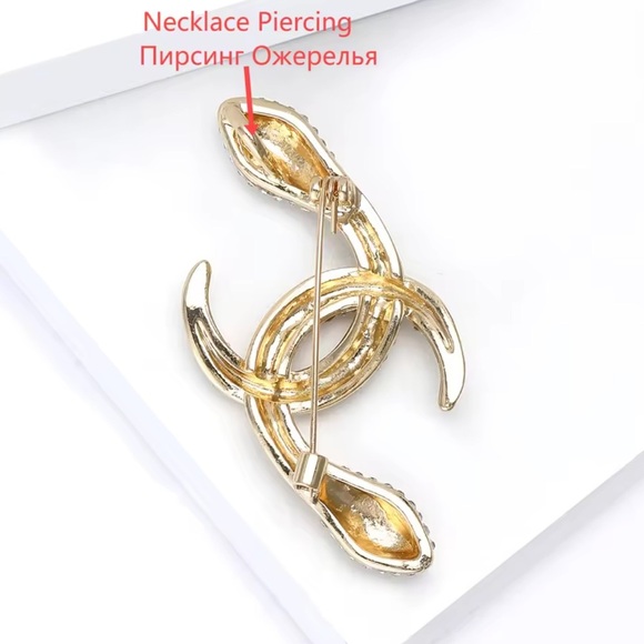 Serpenti Snake Gold Crystal Green Eyes Brooch - Picture 8 of 9